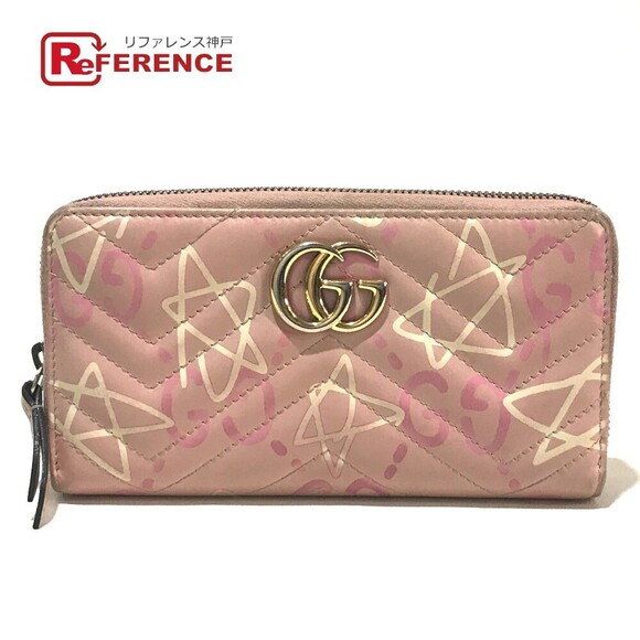 Gucci Handbags - Gucci GG Marmont Ghost Zip Around Long Wallet Pink Leather